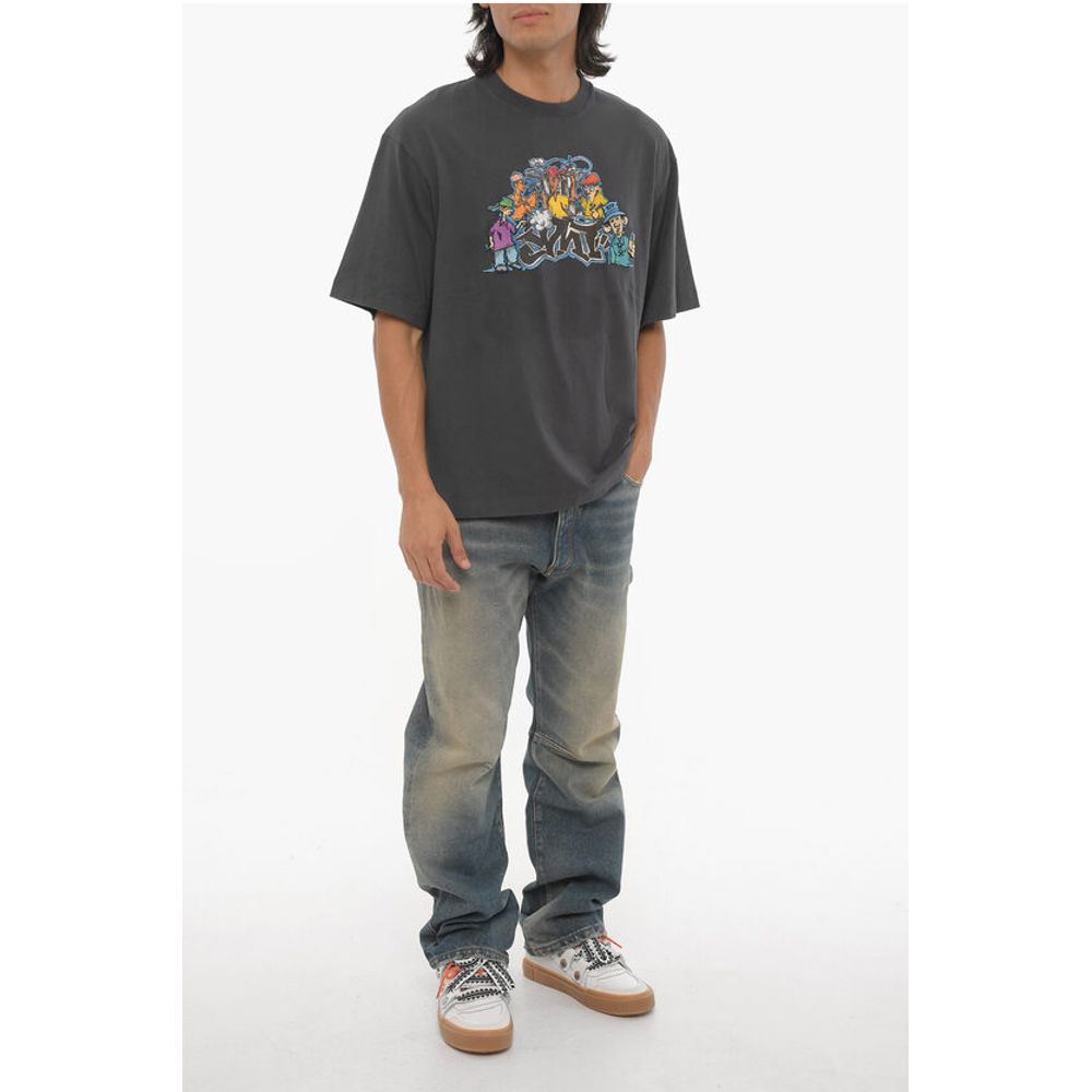 SEASONAL Crew-neck T-Shirt with Graffiti Print