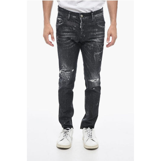 All-Over Rhinestoned Skater Fit Denims 14cm