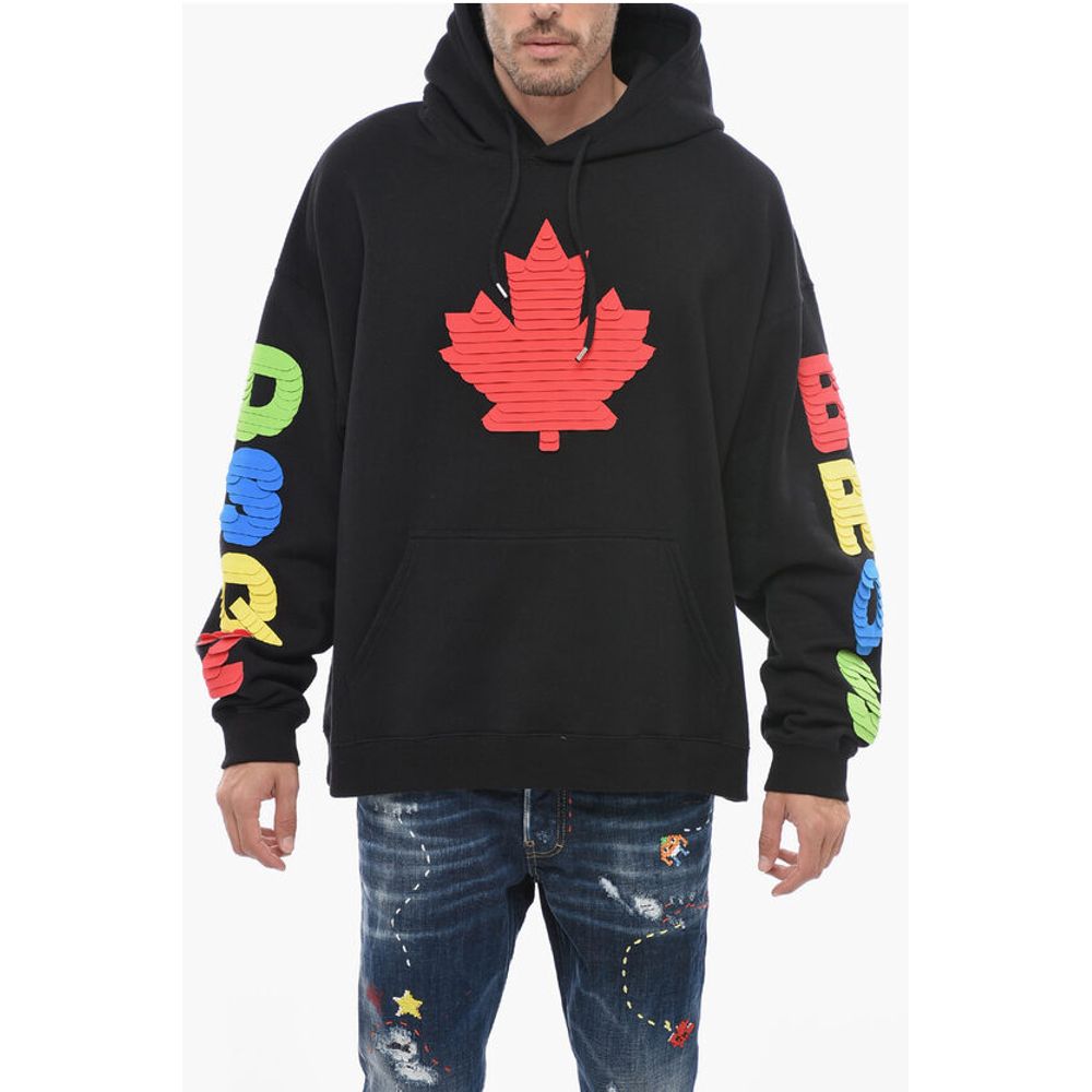 Hoodie Sweatshirt with Multicolored Textured Artwork