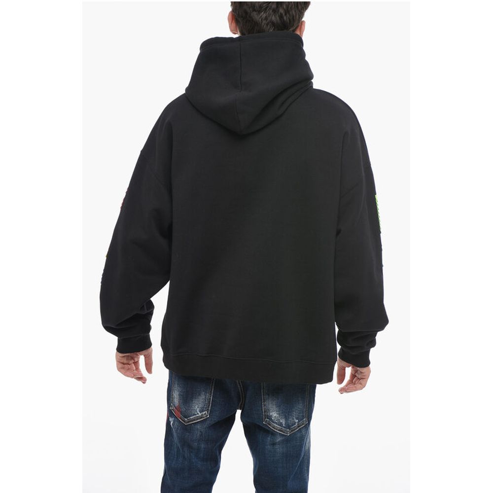 Hoodie Sweatshirt with Multicolored Textured Artwork