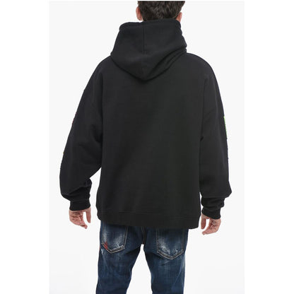 Hoodie Sweatshirt with Multicolored Textured Artwork