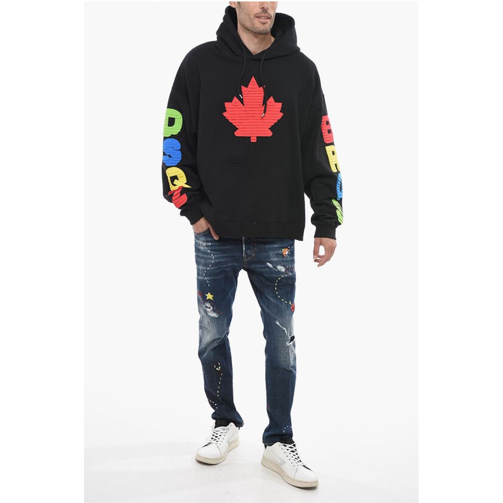 Hoodie Sweatshirt with Multicolored Textured Artwork