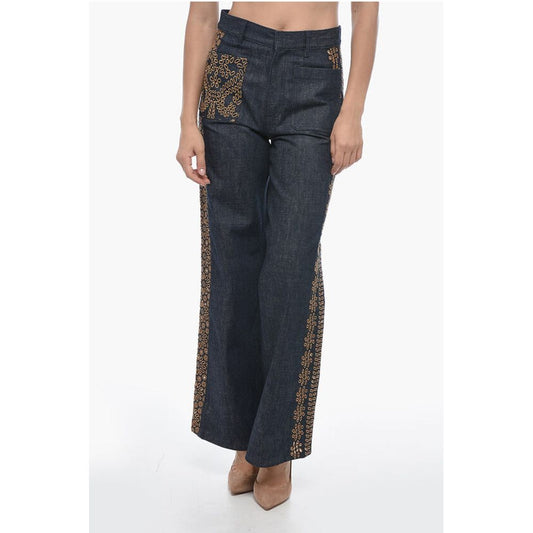 Dark Wash Palazzo Denims with Embroideries 28cm