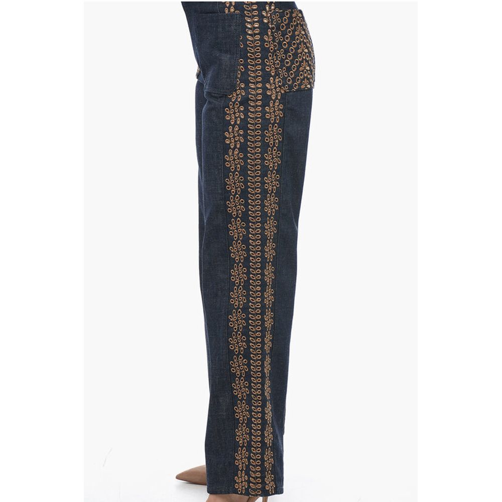 Dark Wash Palazzo Denims with Embroideries 28cm