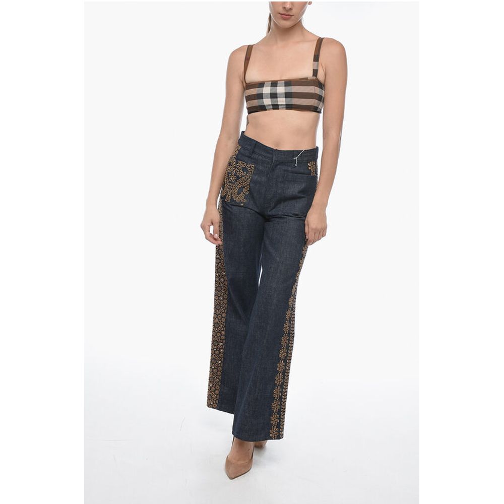 Dark Wash Palazzo Denims with Embroideries 28cm