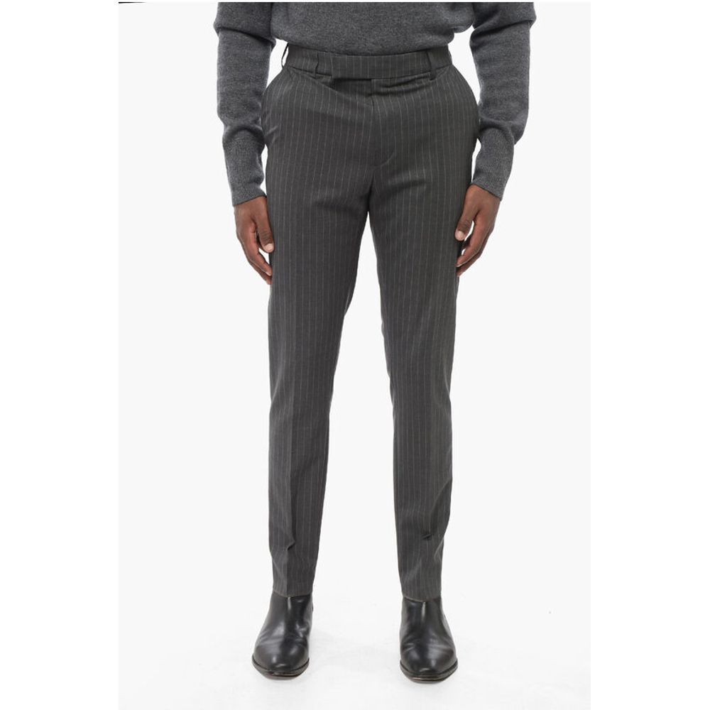 Cotton Chinos Pants with Pinstriped Motif
