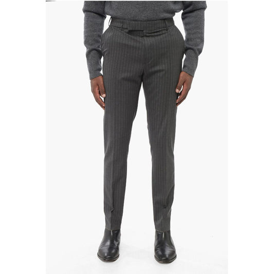 Cotton Chinos Pants with Pinstriped Motif