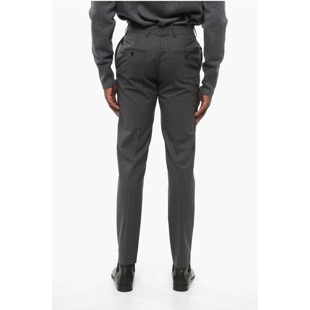 Cotton Chinos Pants with Pinstriped Motif