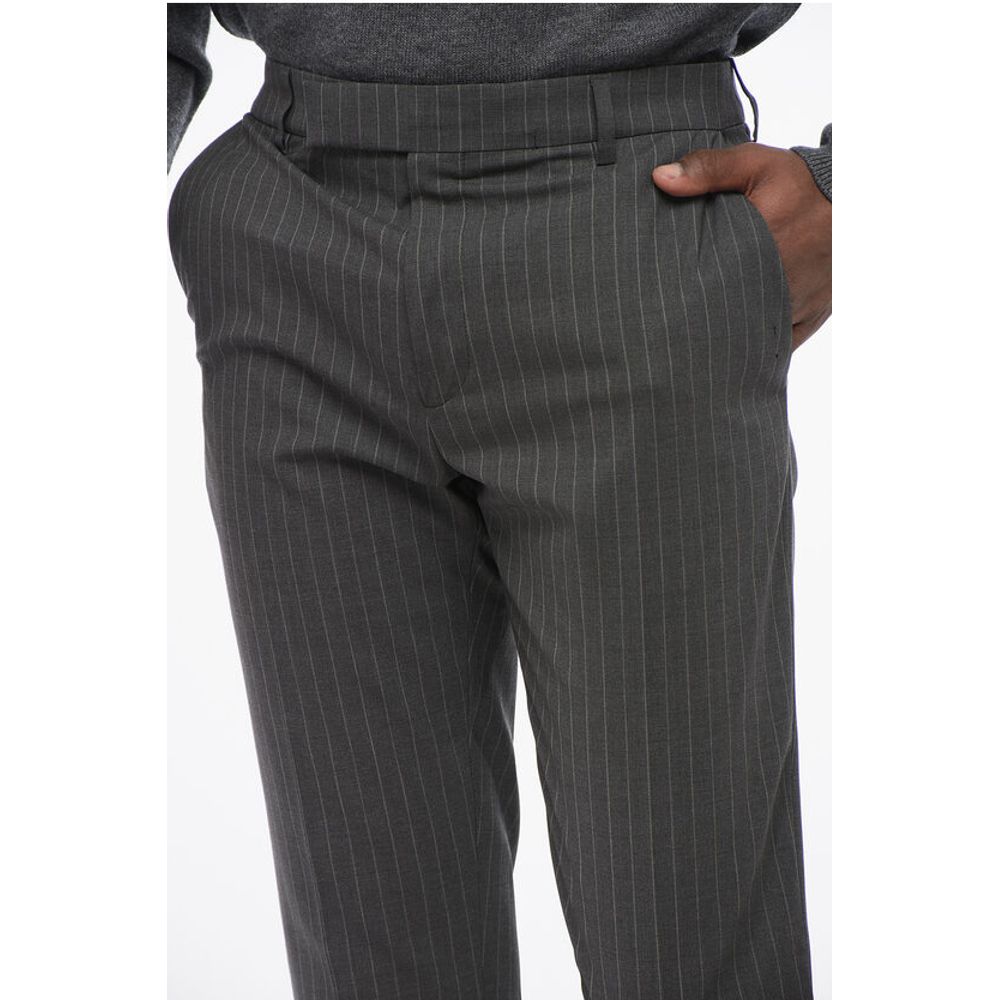 Cotton Chinos Pants with Pinstriped Motif
