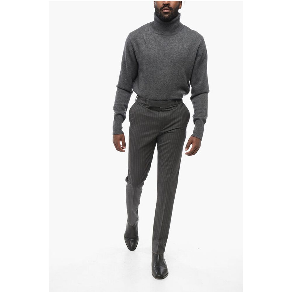 Cotton Chinos Pants with Pinstriped Motif