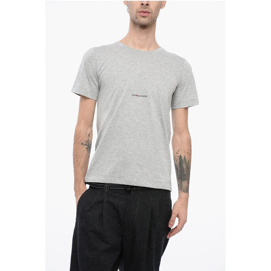 Solid Color Crew-neck T-Shirt with Printed Logo