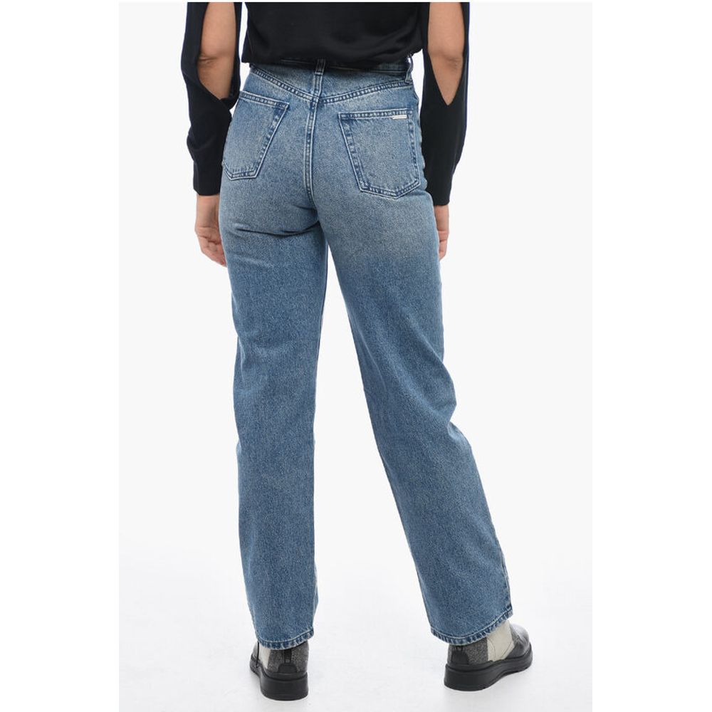 Straight-leg Denims with Distressed Detail