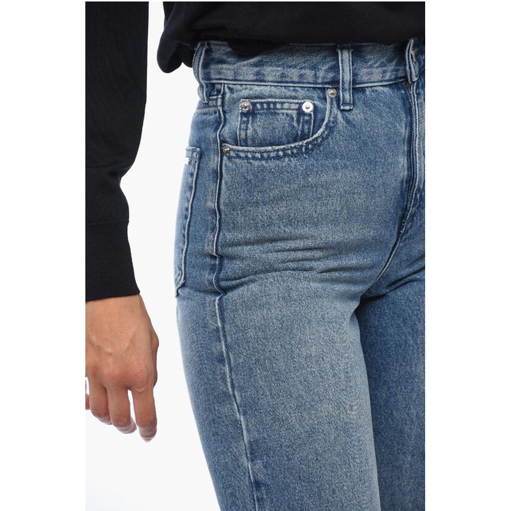 Straight-leg Denims with Distressed Detail