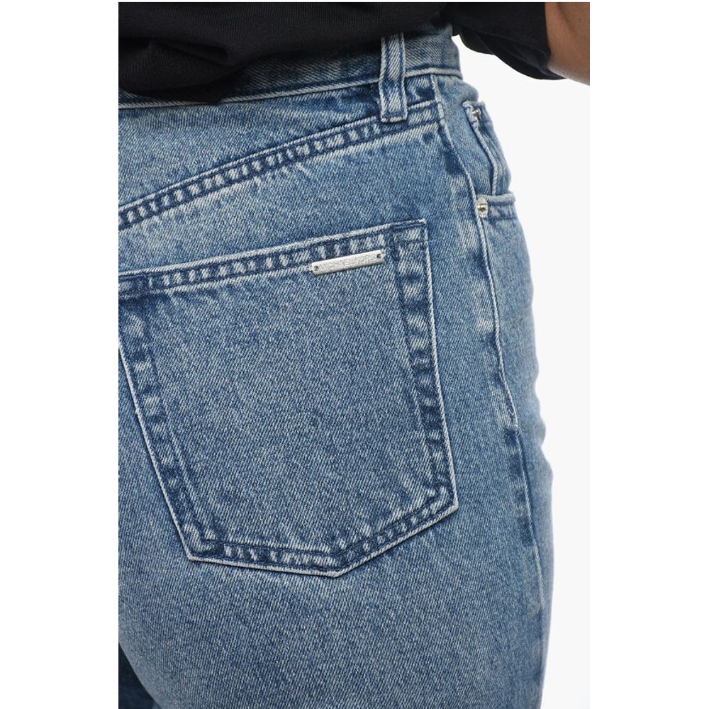 Straight-leg Denims with Distressed Detail