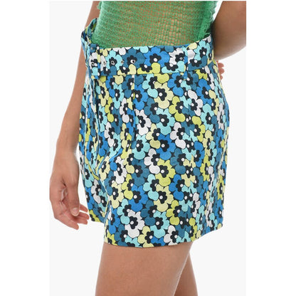 Canapa Shorts with Floral Pattern