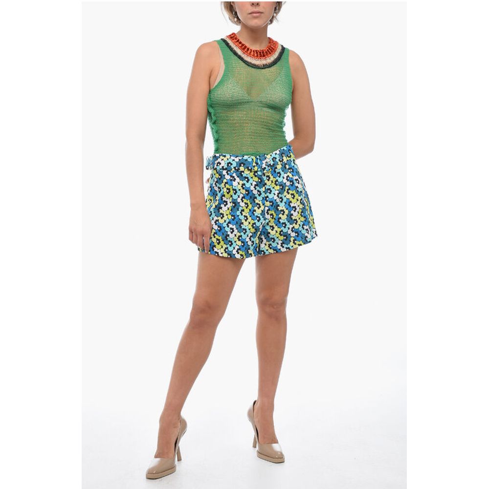 Canapa Shorts with Floral Pattern