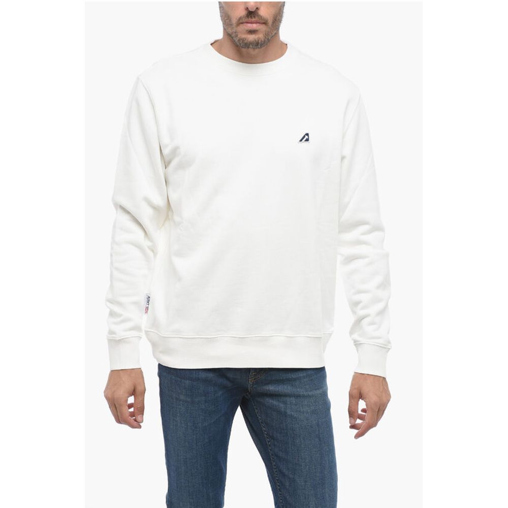 Embroidered Logo Brushed Cotton Crewneck Sweatshirt