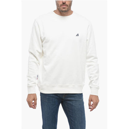 Embroidered Logo Brushed Cotton Crewneck Sweatshirt
