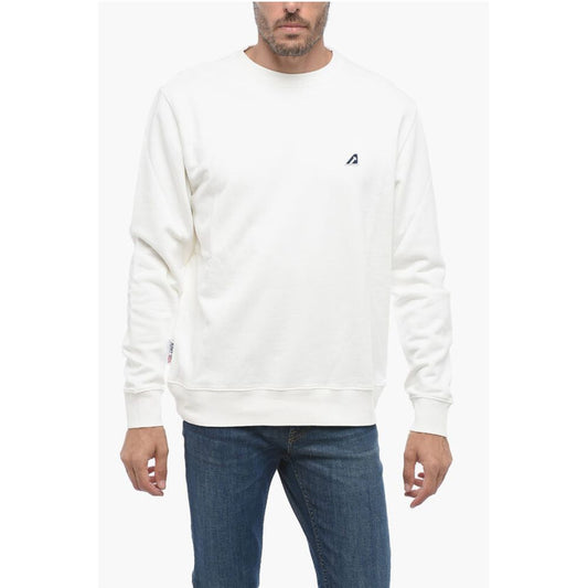 Embroidered Logo Brushed Cotton Crewneck Sweatshirt