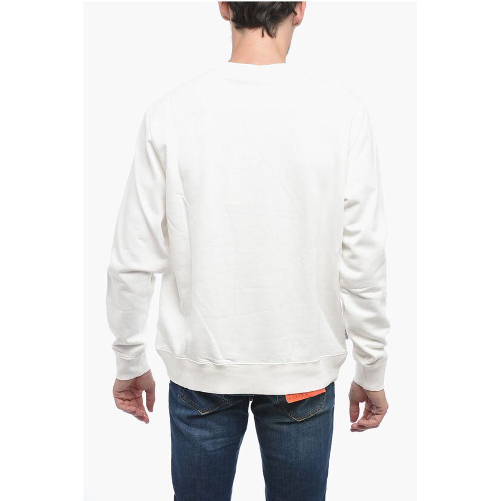 Embroidered Logo Brushed Cotton Crewneck Sweatshirt