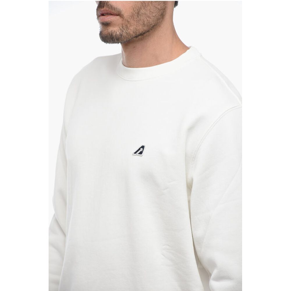 Embroidered Logo Brushed Cotton Crewneck Sweatshirt
