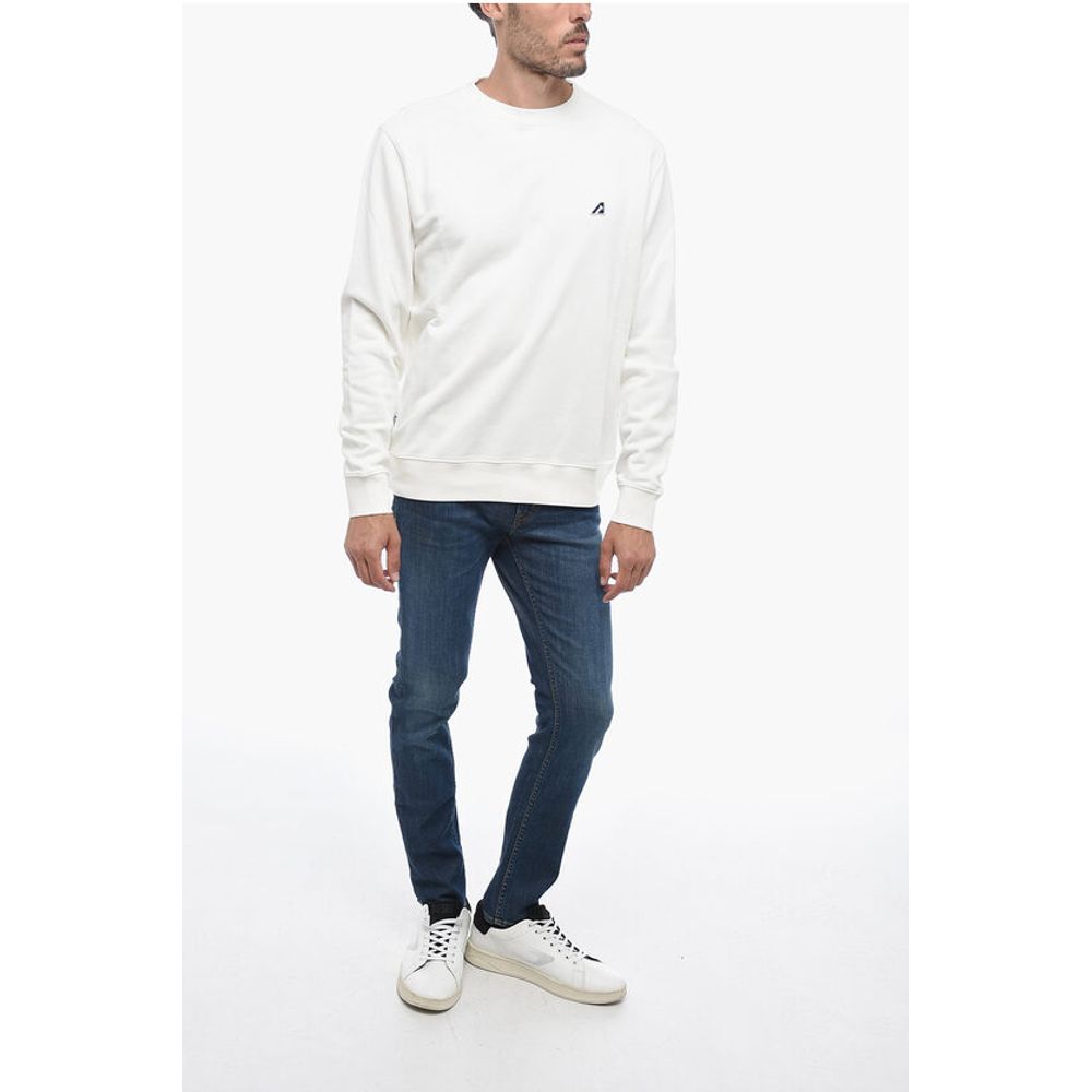 Embroidered Logo Brushed Cotton Crewneck Sweatshirt