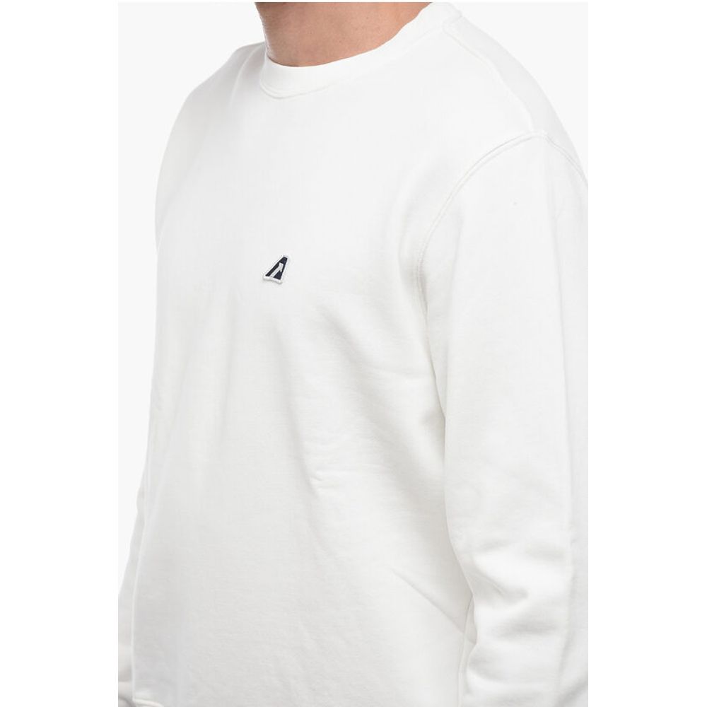 Embroidered Logo Brushed Cotton Crewneck Sweatshirt