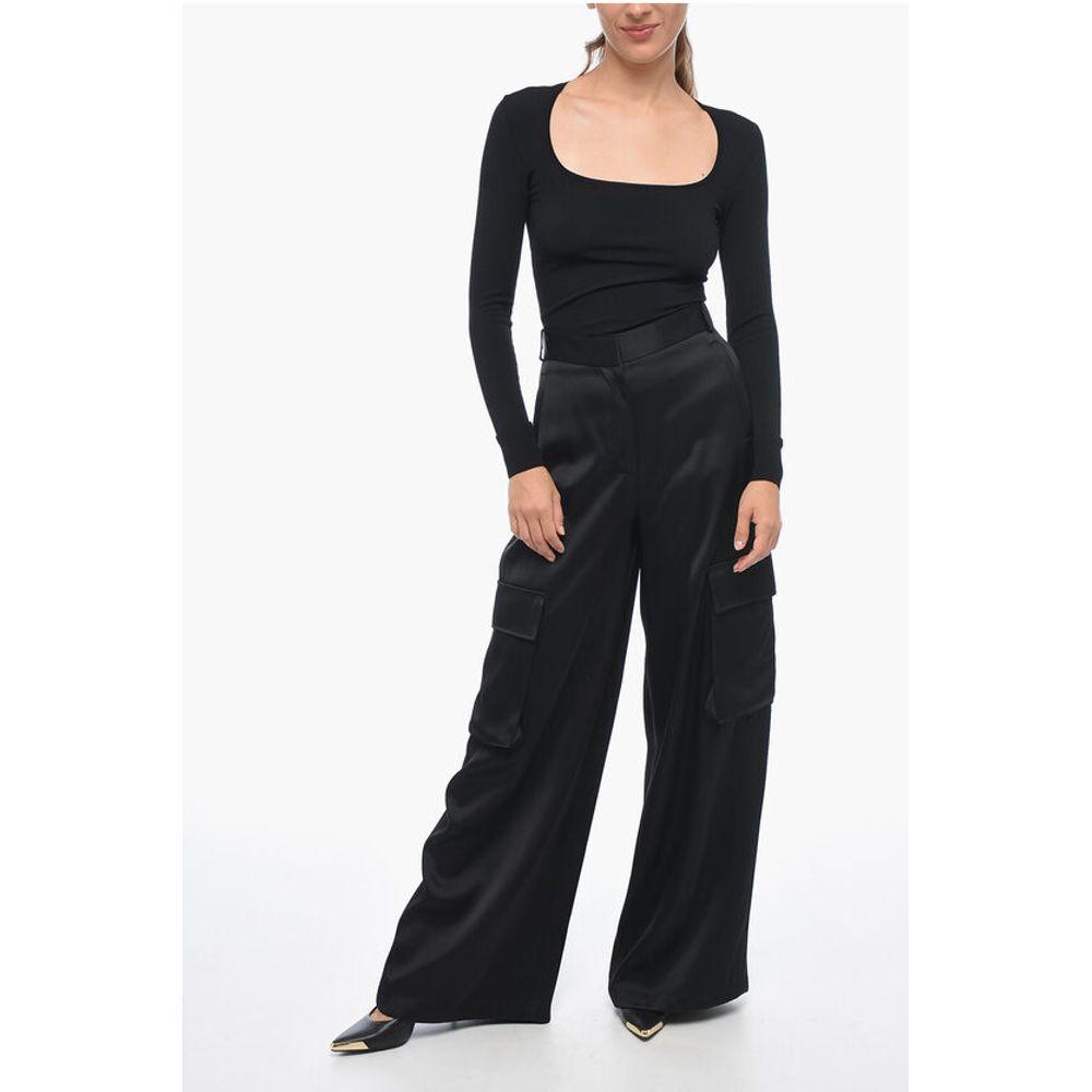 Viscose Palazzo Fit Cargo Pants