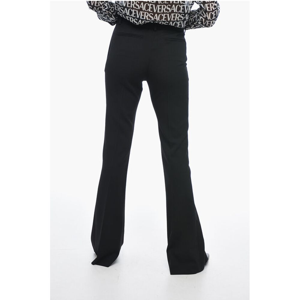 Wool Blend Bootcut Pants with Jeweled Detail