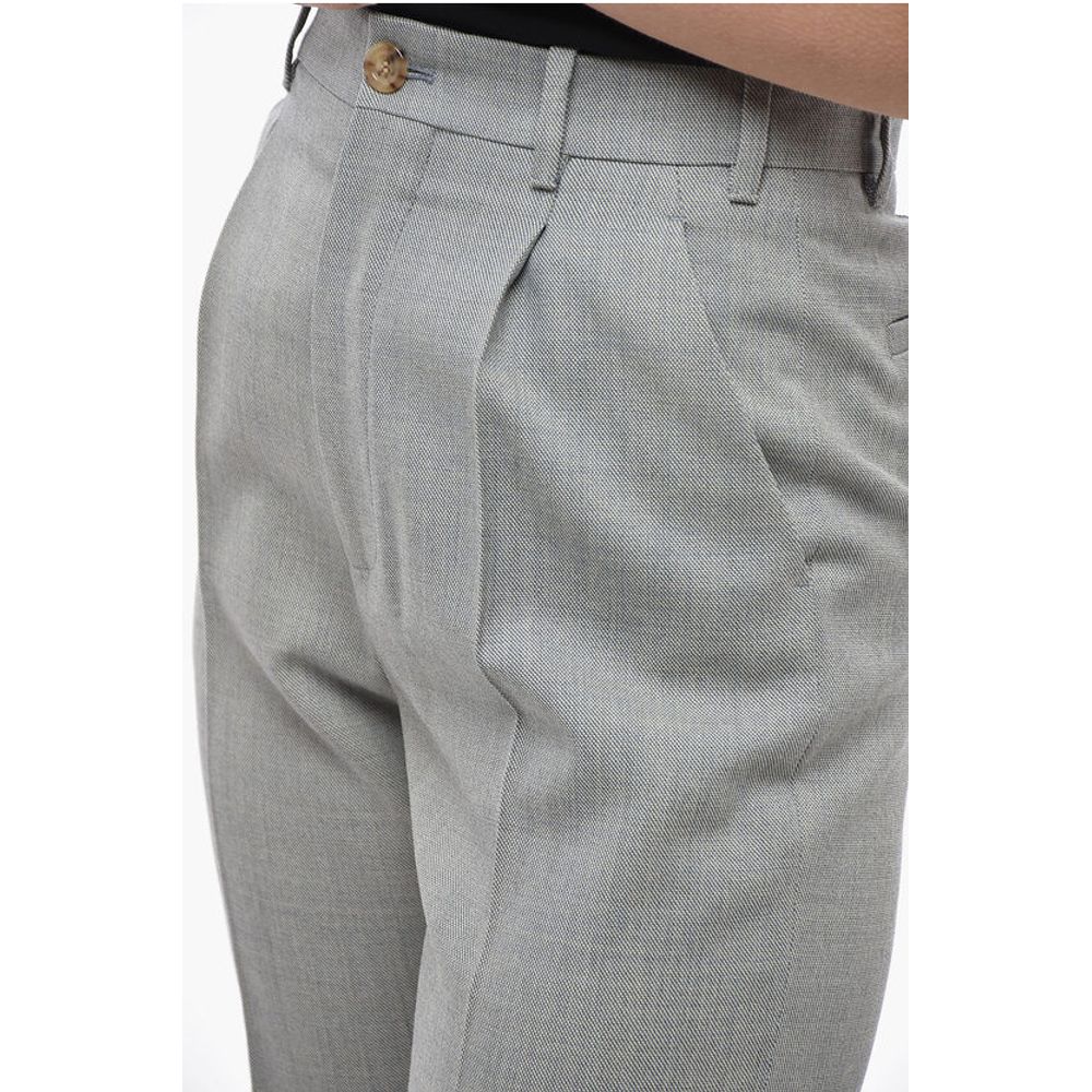Single-pleated Wool Chinos Pants