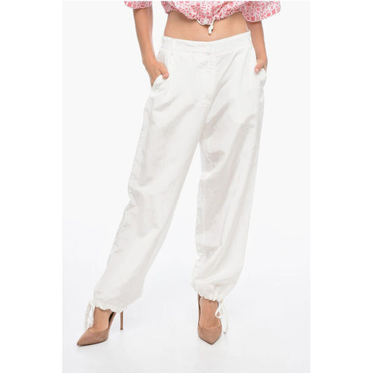 Flax Blend Pants with Drawtringed Cuffs