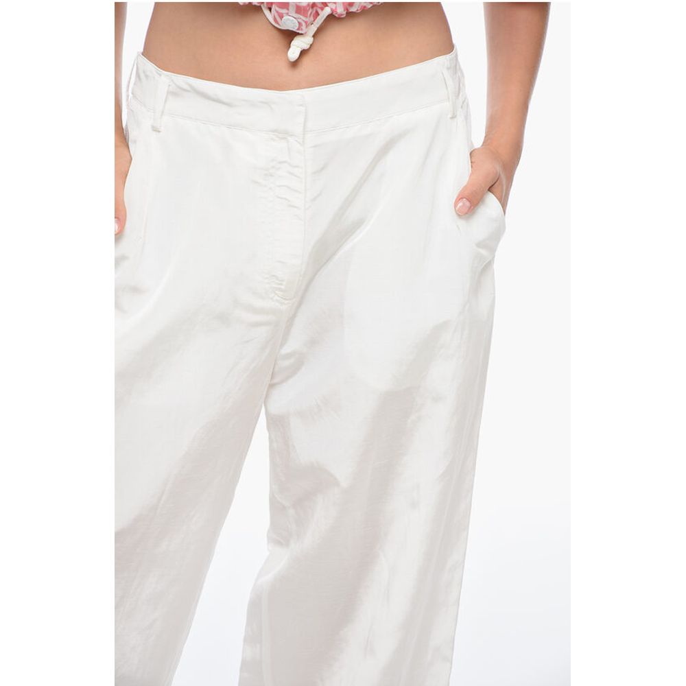 Flax Blend Pants with Drawtringed Cuffs