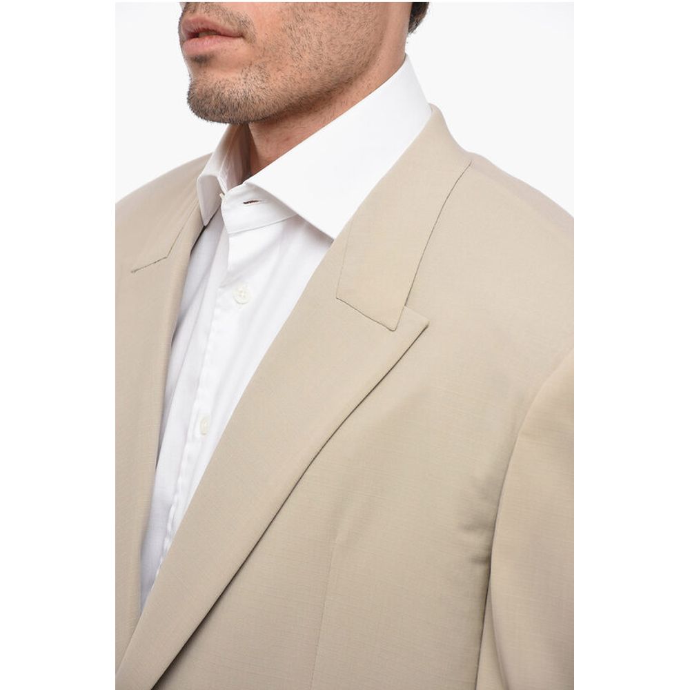 Double-breasted Wool Blend Blazer with Hidden Button