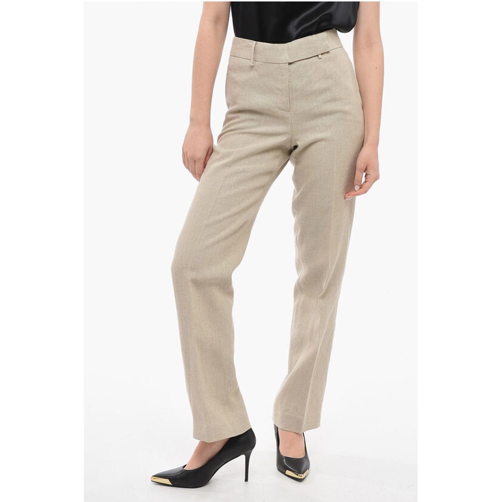 Hopsack Cotton Wide-leg Pants