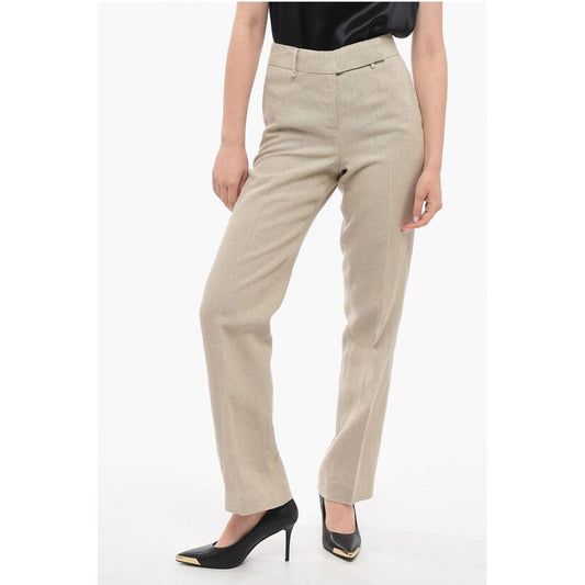 Hopsack Cotton Wide-leg Pants