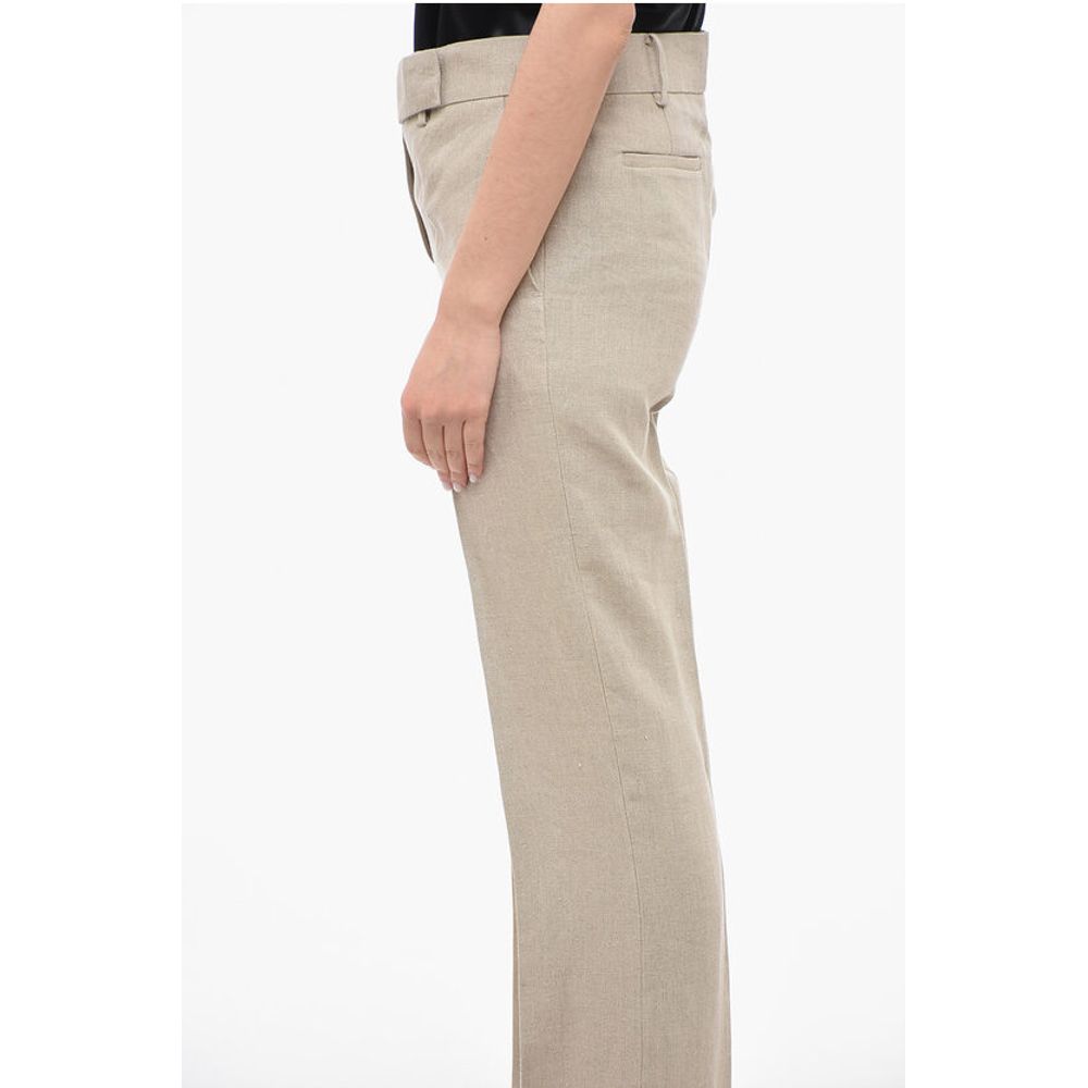 Hopsack Cotton Wide-leg Pants