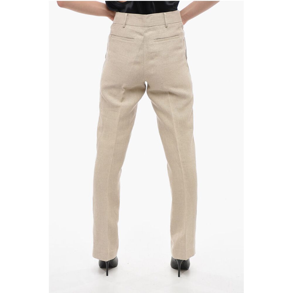 Hopsack Cotton Wide-leg Pants