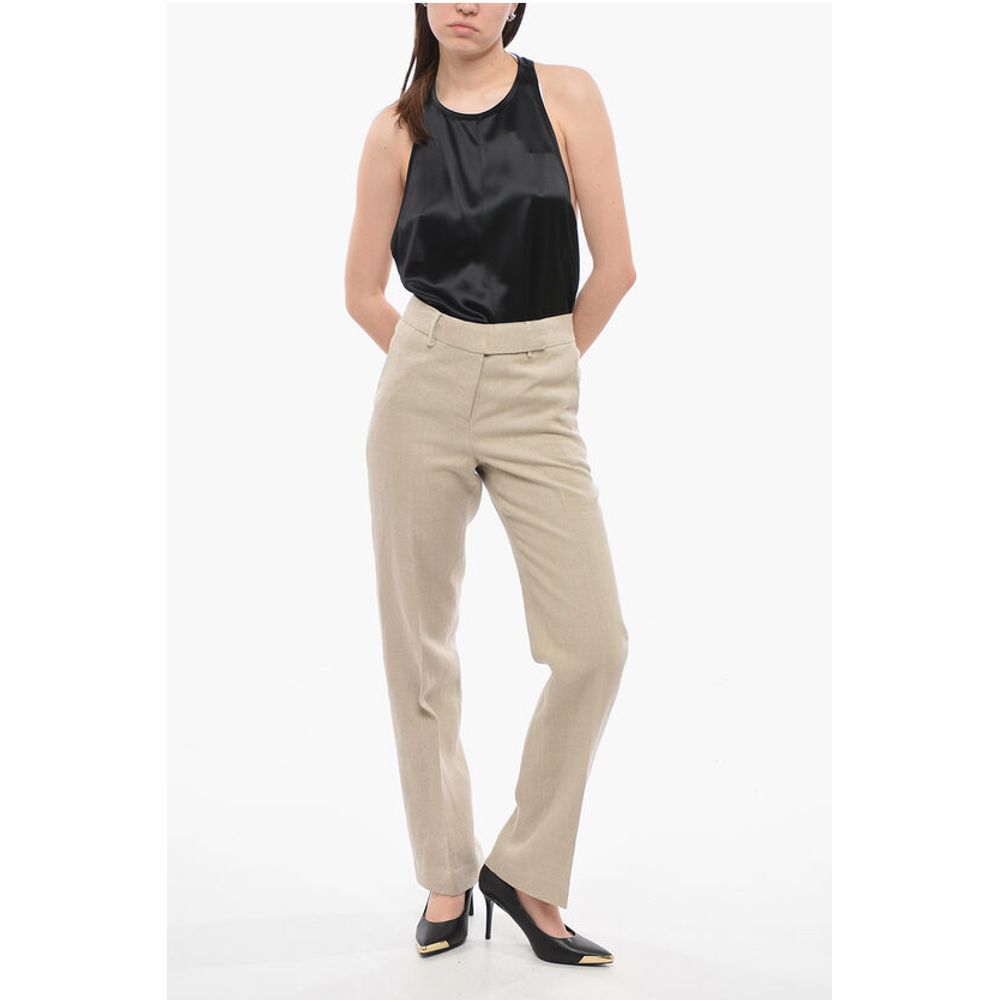Hopsack Cotton Wide-leg Pants