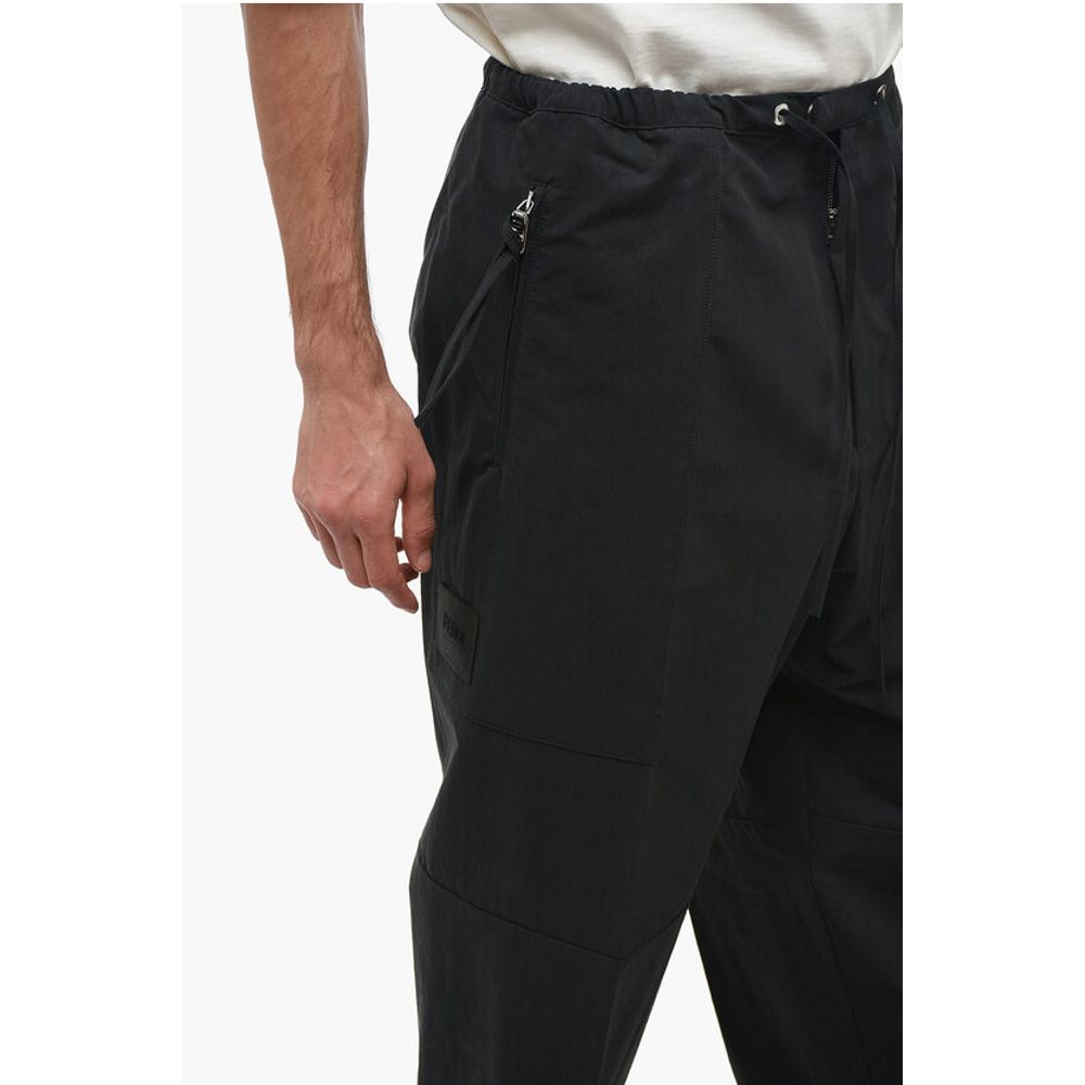 Cotton Blend Cargo Pants with Drawstring