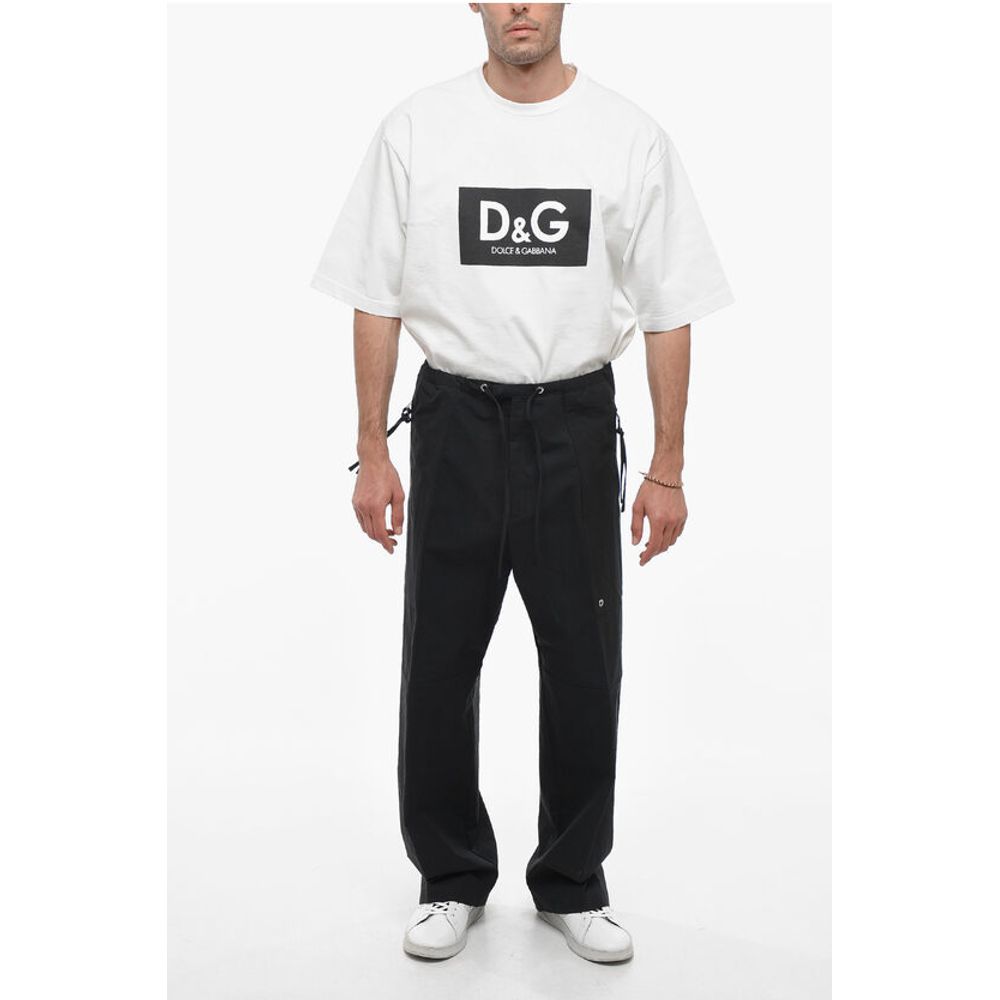 Cotton Blend Cargo Pants with Drawstring