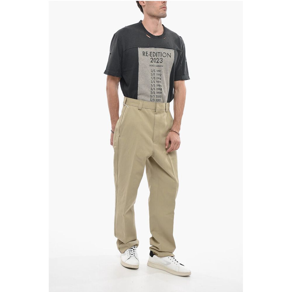 Cotton Blend Chinos Pants with Hidden Closure
