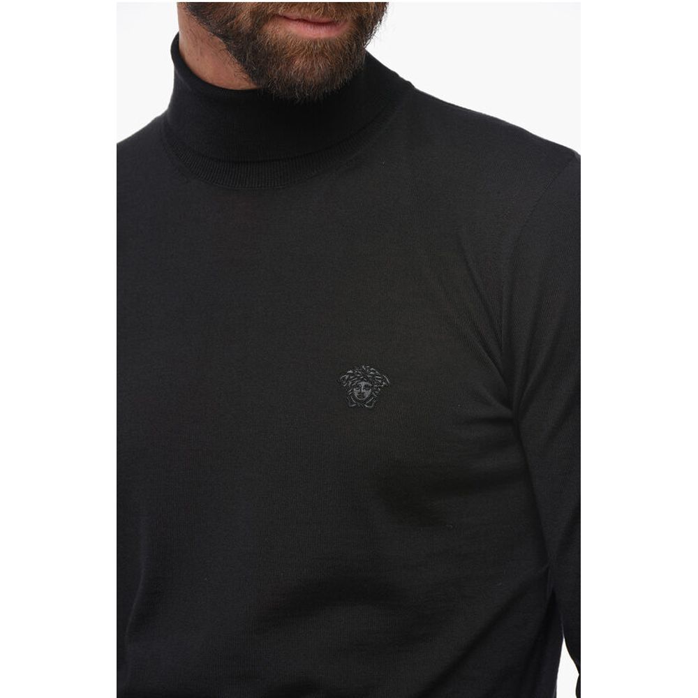 Turtleneck Wool Blend Sweater with Logo