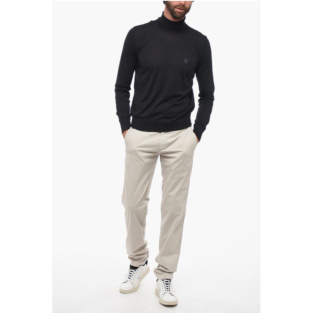 Turtleneck Wool Blend Sweater with Logo