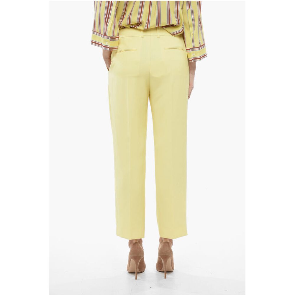 Silk High-waisted Pants with Pleats
