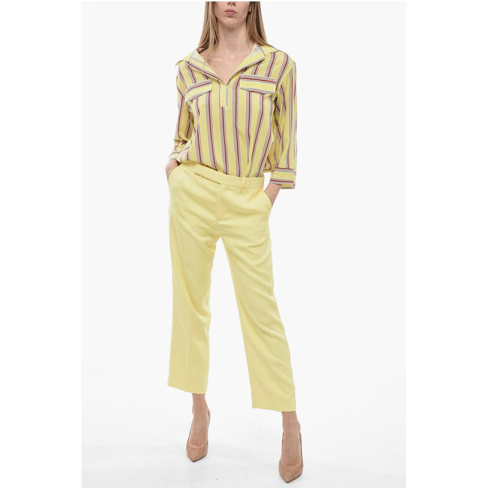 Silk High-waisted Pants with Pleats