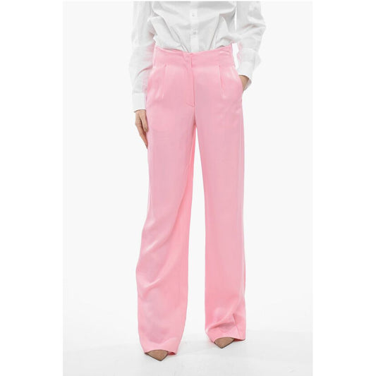 Single-pleated Satin Palazzo Pants