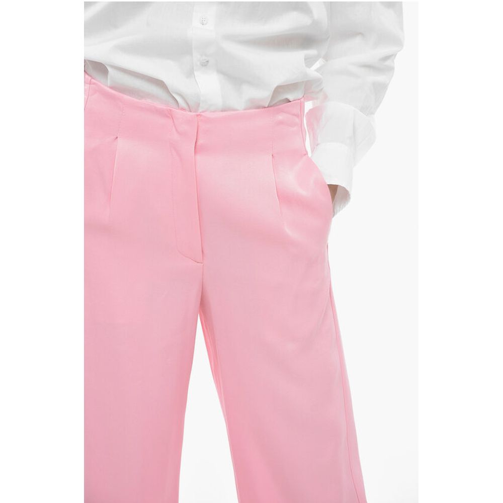 Single-pleated Satin Palazzo Pants