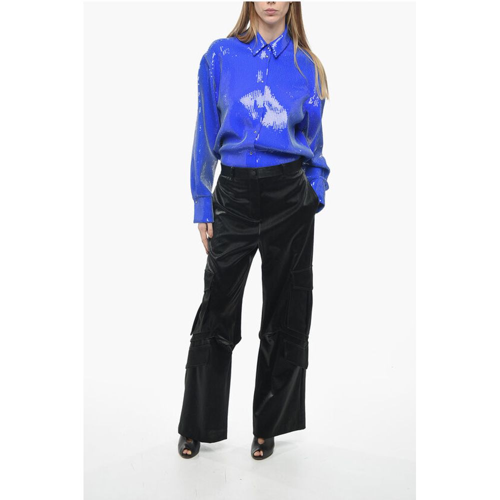 Satin Cargo Pants with Belt Loops