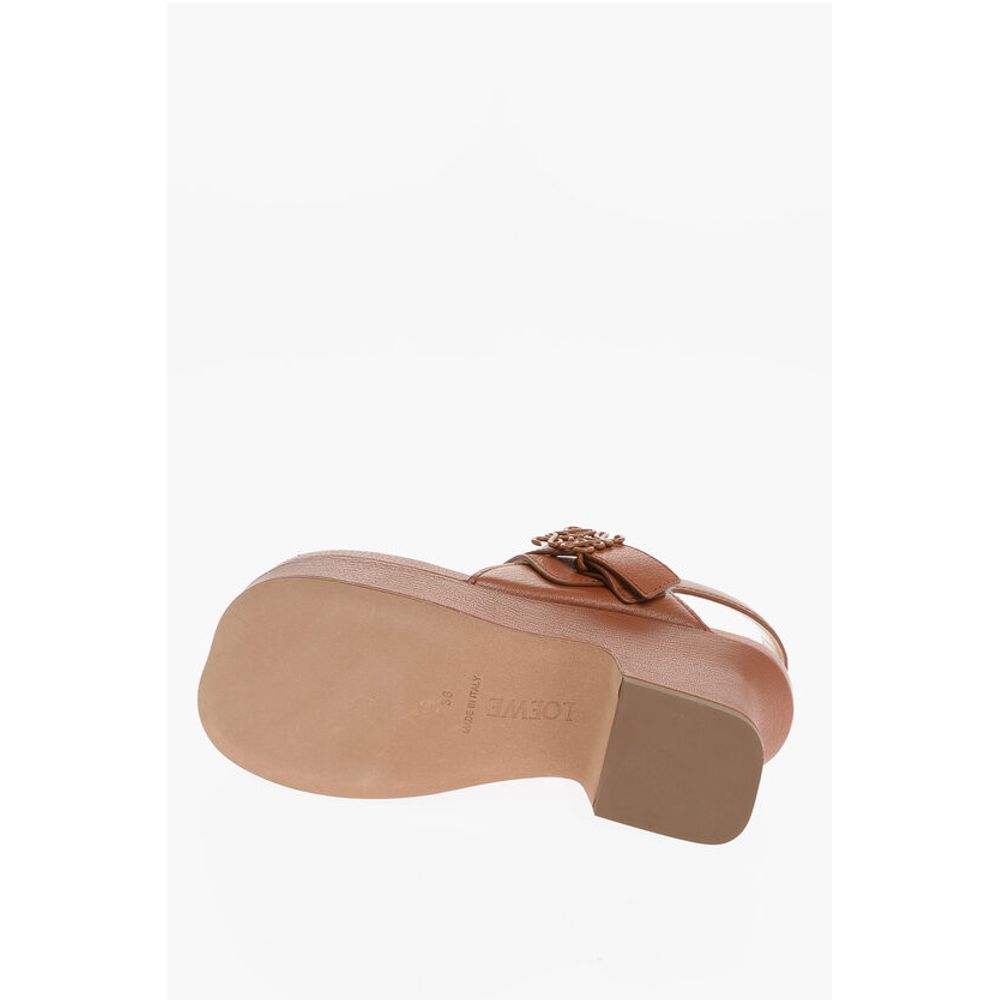 Leather Thong Sandals with Wedge 8cm