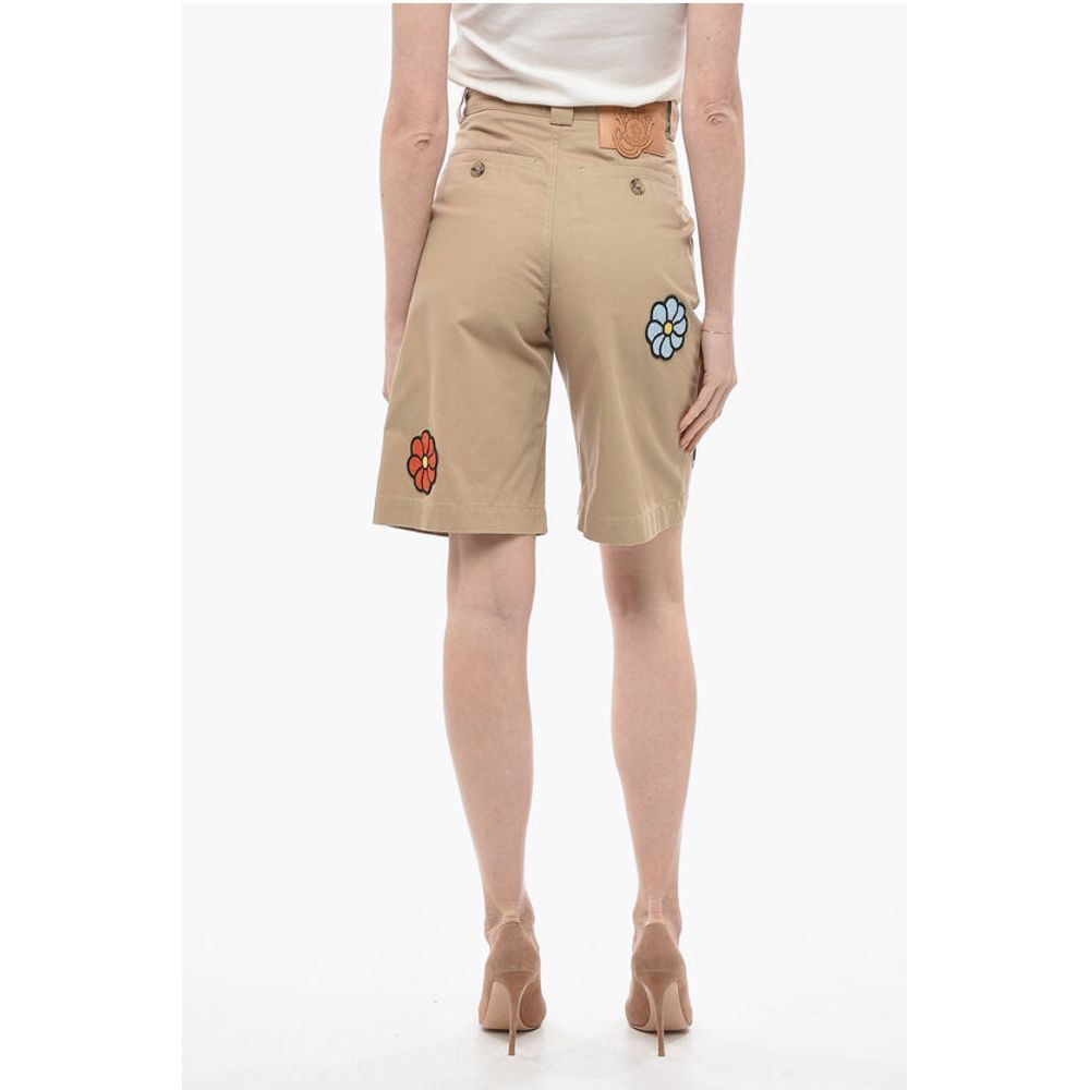 JW ANDERSON Coated Cotton Bermuda Shorts with Crochet Patche